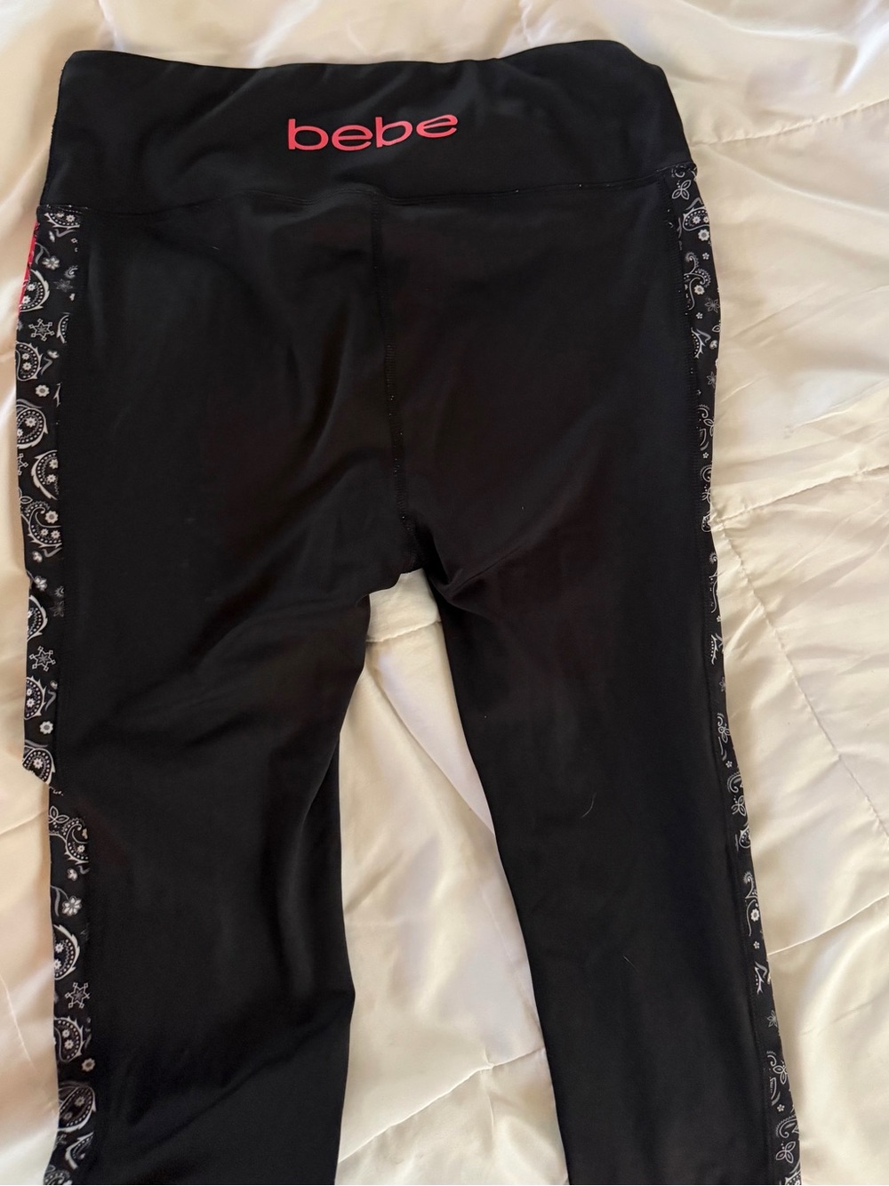 Bebe Sports Girls' Black Leggings with Pink Logo